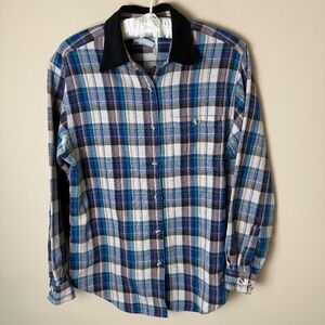 Vintage Cabin Creek Waffle Thermal Shirt Womens Medium Button Down Top Plaid 90s